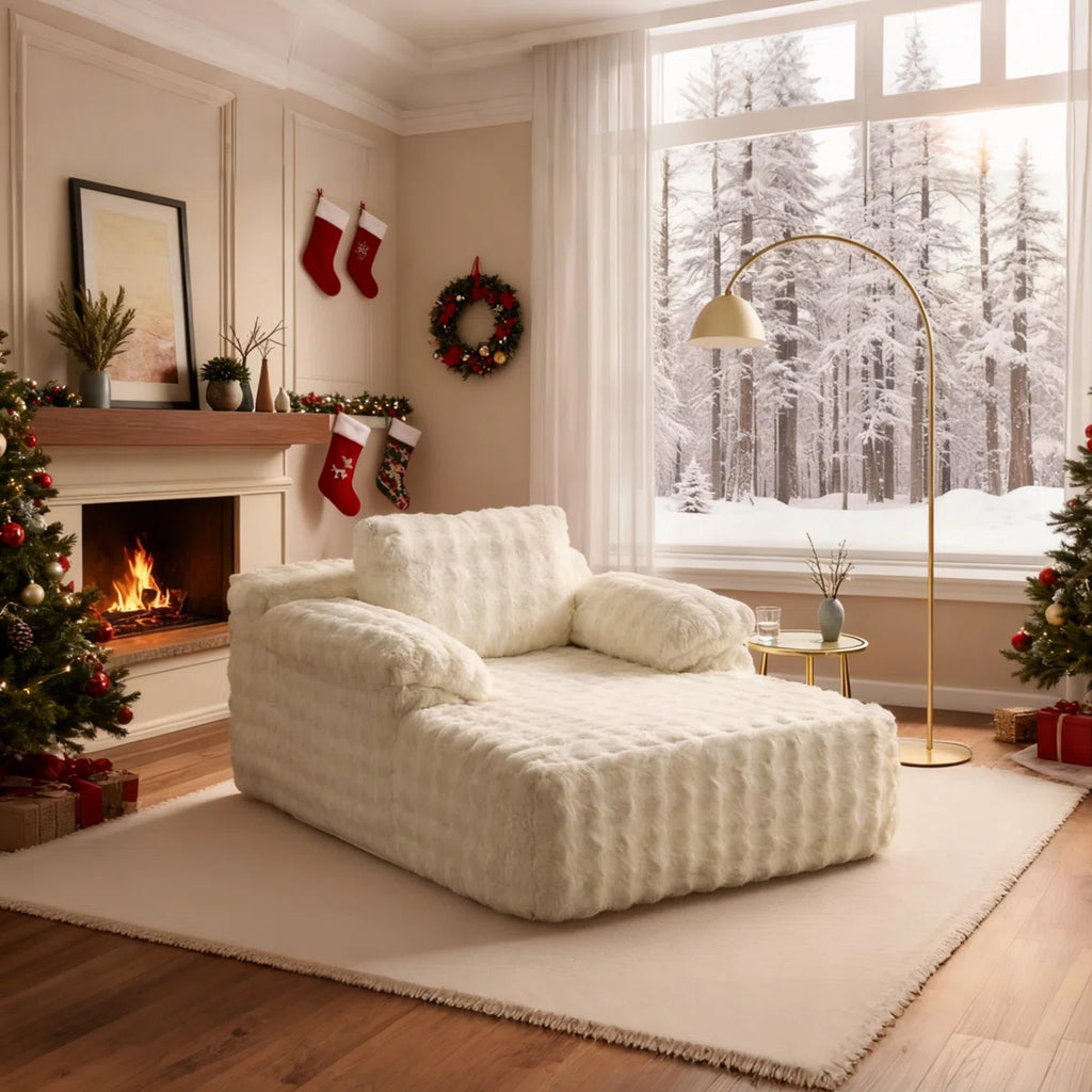 Velvet Oversized Chaise Lounge Sleeper Sofa