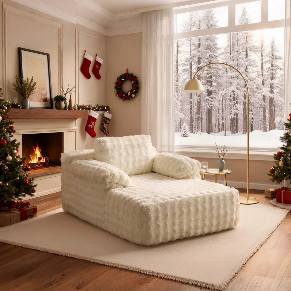 Velvet Oversized Chaise Lounge Sleeper Sofa