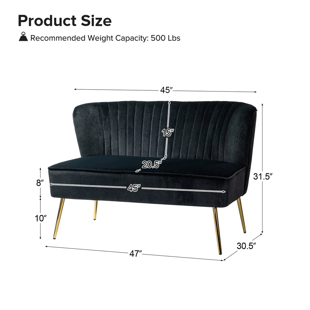 Euclid 47" Velvet 2-Seat Armless Loveseat
