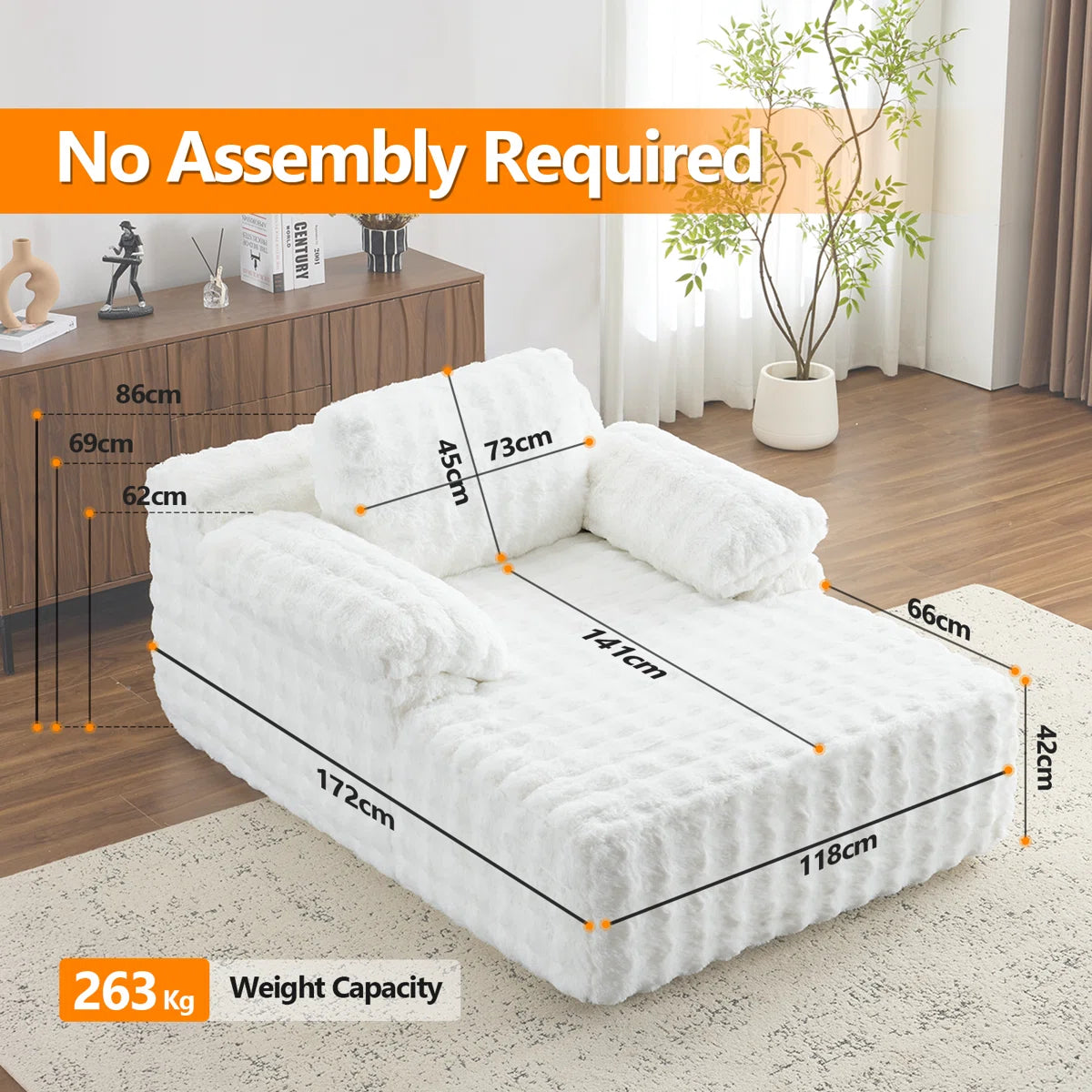 Velvet Oversized Chaise Lounge Sleeper Sofa