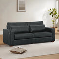 High Back 89'' W Sofa With Movable Lumber Pillow And Cup Holders