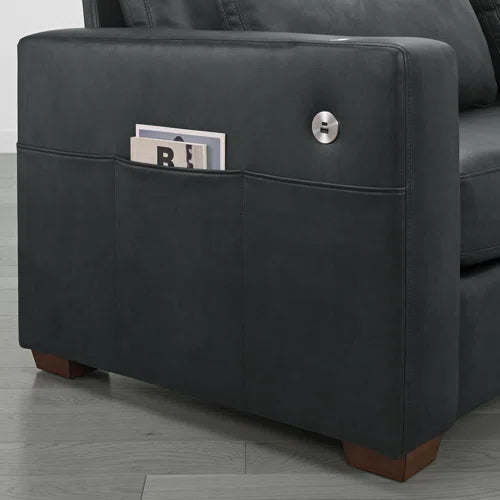High Back 89'' W Sofa With Movable Lumber Pillow And Cup Holders