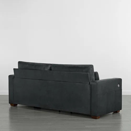 High Back 89'' W Sofa With Movable Lumber Pillow And Cup Holders