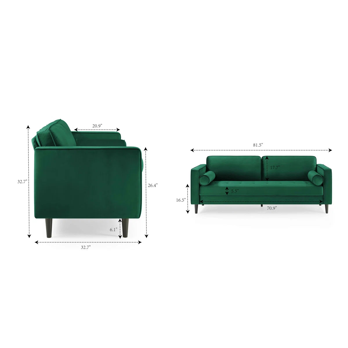 Jeses MINIMORE Modern Style Zakari 81.5" Mid-Century Modern Design Sofa